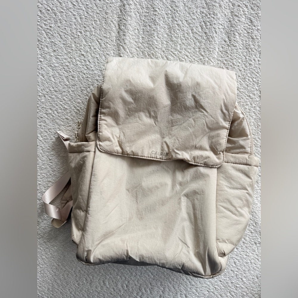 CALPAK Diaper Backpack with Laptop Sleeve in Oatmeal - Picture 9 of 10